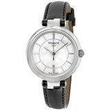 Tissot T Lady Flamingo Mother of Pearl White Dial Black Leather Strap Watch for Women - T094.210.16.111.00 Buy Now By Tissot