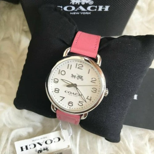 Coach Delancey White Dial Pink Leather Strap Watch for Women - 14502717 Buy Now By Coach