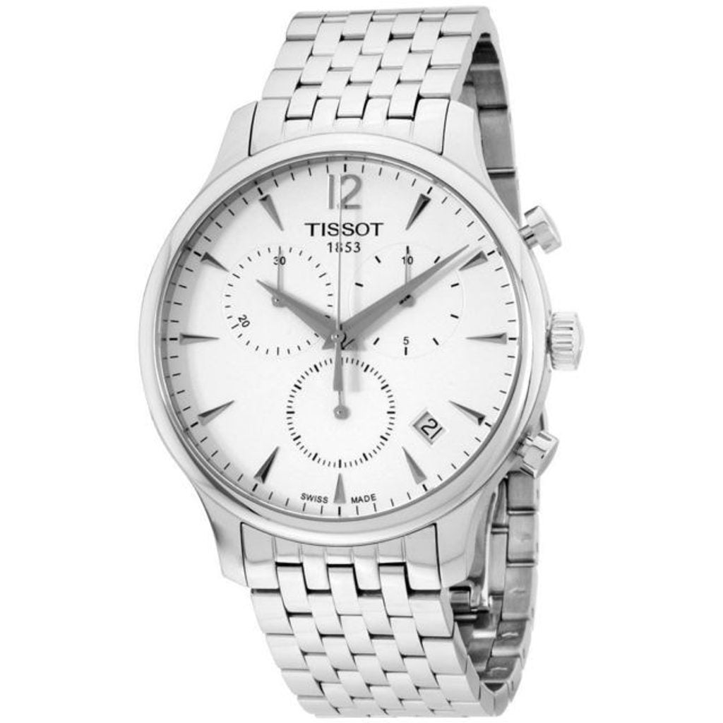 Tissot T Classic Tradition Chronograph White Dial Silver Steel Strap Watch For Men - T063.617.11.037.00 Buy Now By Tissot