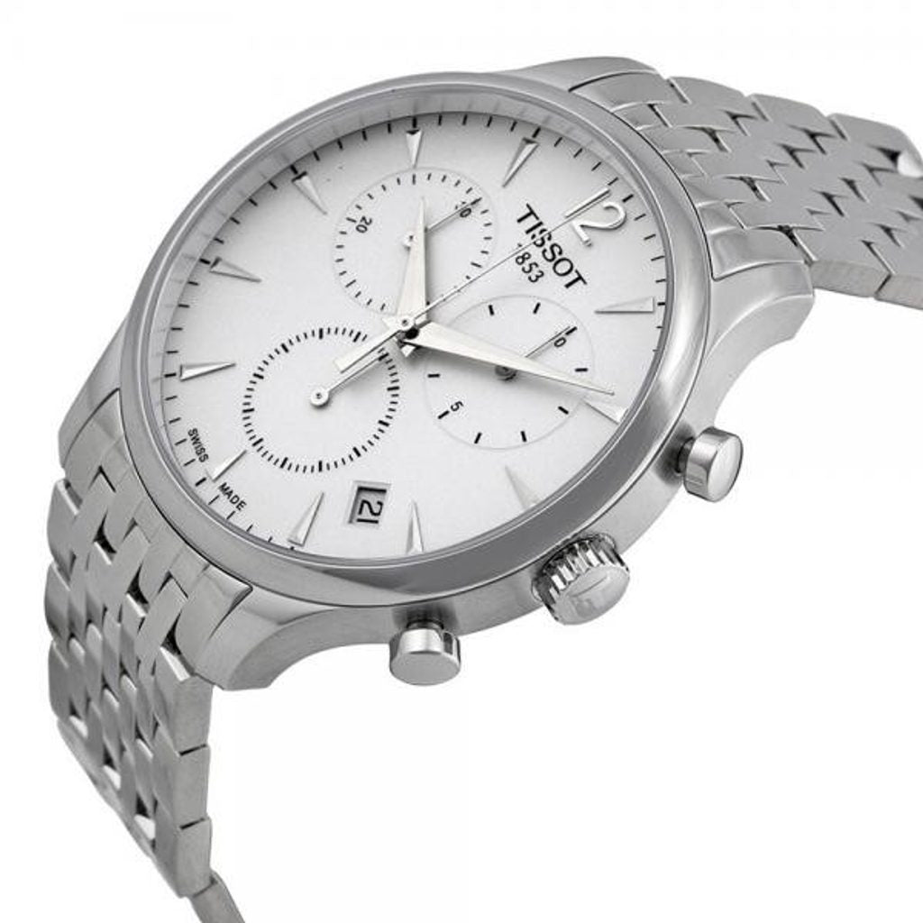 Tissot T Classic Tradition Chronograph White Dial Silver Steel Strap Watch For Men - T063.617.11.037.00 Buy Now By Tissot