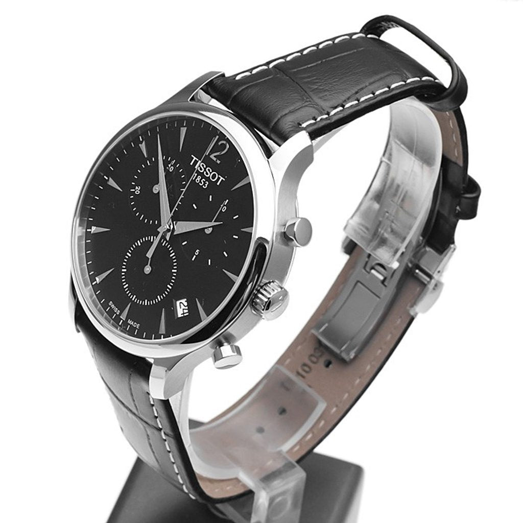 Tissot T Classic Tradition Chronograph Black Dial Black Leather Strap Watch For Men - T063.617.16.057.00 Buy Now By Tissot