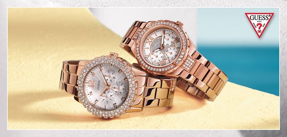 Guess Dazzler Diamonds Silver Dial Rose Gold Steel Strap Watch for Women - W0335L3 Buy Now By Guess
