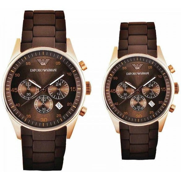 Emporio Armani Sportivo Chronograph Brown Dial Brown Silicone Strap Watch For Men - AR5891 Buy Now By Emporio Armani