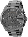Diesel Mega Chief Chronograph Grey Dial Grey Steel Strap Watch for Men - DZ4282