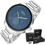 Hugo Boss Peak Chronograph Blue Dial Silver Steel Strap Watch for Men - 1513763 Buy Now By Hugo Boss
