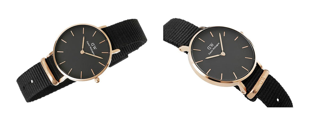 Daniel Wellington Classic Petite Cornwall Black Dial Black NATO Strap Watch For Women - DW00100215 Buy Now By Daniel Wellington