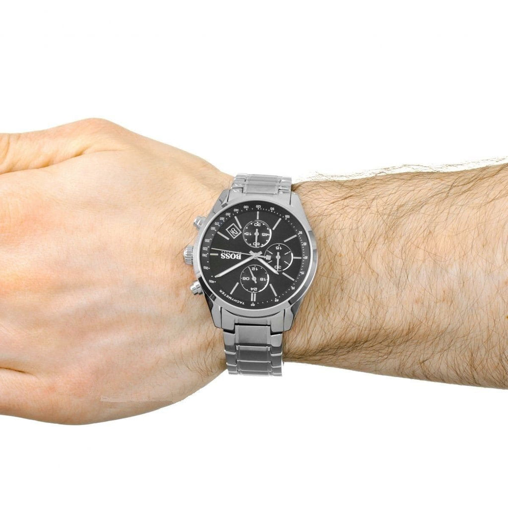 Hugo Boss Grand Prix Black Dial Silver Steel Strap Watch for Men - 1513477 Buy Now By Hugo Boss