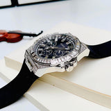 Guess Baguette Crystals Black Dial Black Silicone Strap Watch For Men - GW0208G1 Buy Now By Guess