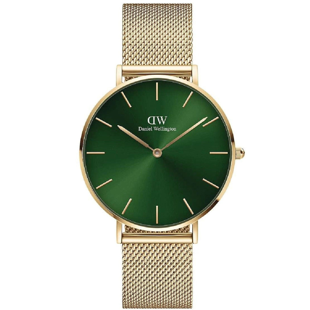 Daniel Wellington Petite Emerald Green Dial Gold Mesh Strap Watch For Women - DW00100481 Buy Now By Daniel Wellington