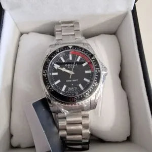 Gucci Dive Quartz Black Dial Silver Steel Strap Watch For Men - YA136212 Buy Now By Gucci