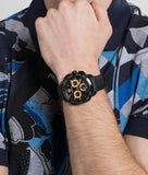 Versace Dylos Chronograph Black Dial Black Rubber Strap Watch for Men - VQC020015 Buy Now By Versace