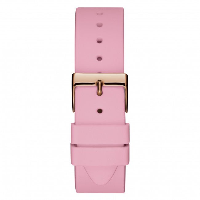 Guess Solar Rose Gold Dial Pink Rubber Strap Watch For Women - W1135L2 Buy Now By Guess