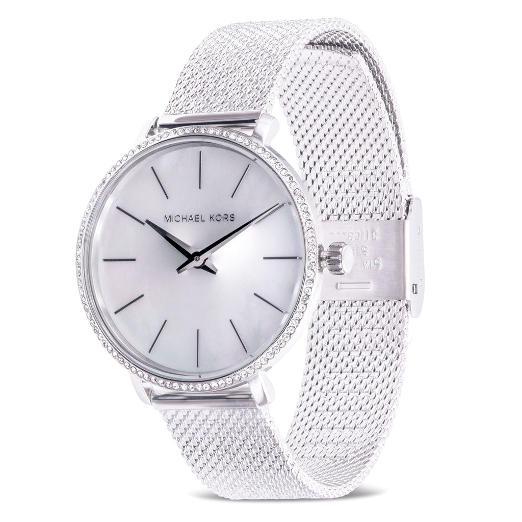 Michael Kors Pyper Quartz Mother of Pearl White Dial Silver Mesh Strap Watch For Women - MK4618 Buy Now By Michael Kors