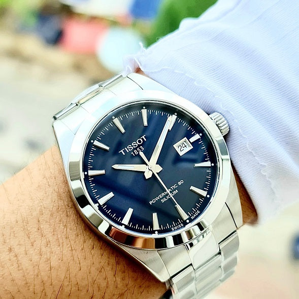 Tissot Gentlemen Powermatic 80 Silicium Blue Dial Silver Steel Strap Watch For Men - T127.407.11.041.00 Buy Now By Tissot