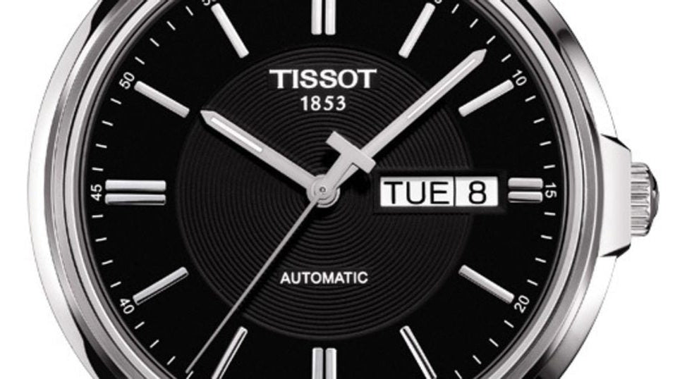 Tissot Automatics III Day Date Black Dial Black Leather Strap Watch For Men - T065.430.16.051.00 Buy Now By Tissot
