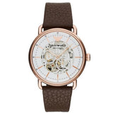 Emporio Armani Meccanico Automatic White Dial Brown Leather Strap Watch For Men - AR60027 Buy Now By Emporio Armani