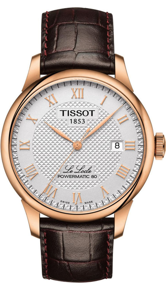 Tissot Le Locle Powermatic 80 Silver Dial Brown Leather Strap Watch For Men - T006.407.36.033.00 Buy Now By Tissot