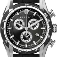 Versace V Ray Chronograph Quartz Black Dial Black Leather Strap Watch For Men - VE2I00121 Buy Now By Versace