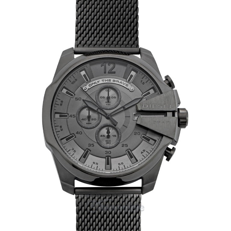 Diesel Mega Chief Chronograph Black Dial Black Mesh Strap Watch For Men - DZ4527 Buy Now By Diesel