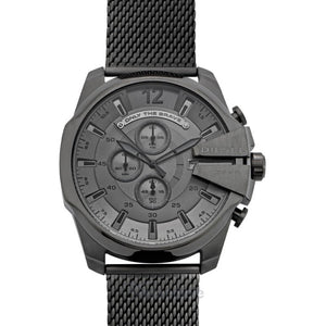 Diesel Mega Chief Chronograph Black Dial Black Mesh Strap Watch For Men - DZ4527 Buy Now By Diesel