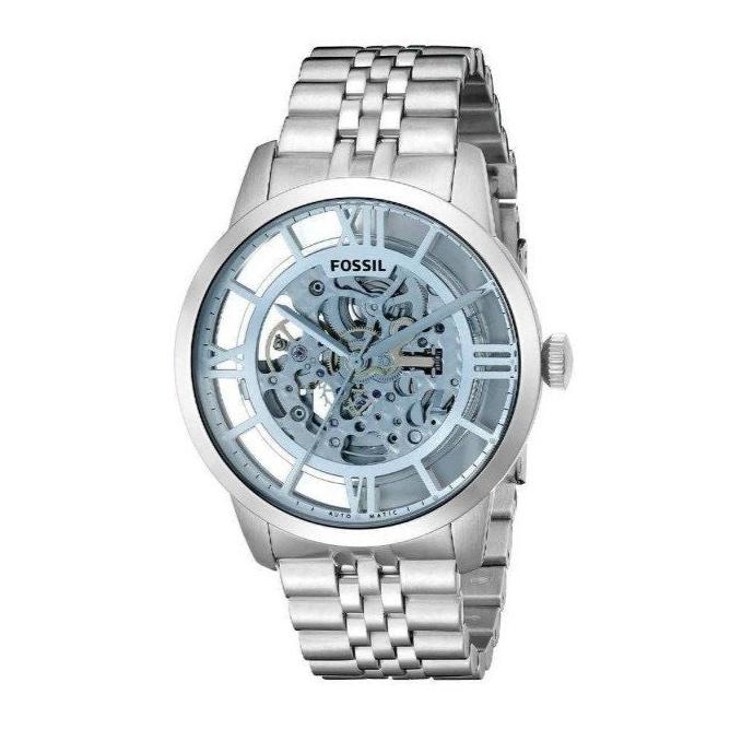 Fossil Townsman Automatic Skeleton Blue Dial Silver Steel Strap Watch for Men - ME3073 Buy Now By Fossil