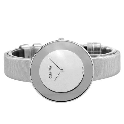 Calvin Klein Chic Silver Dial White Leather Strap Watch for Women - K7N23UP8 Buy Now By Calvin Klein