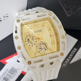 Guess Phoenix Analog Gold Dial White Silicone Strap Watch For Men - GW0499G5 Buy Now By Guess