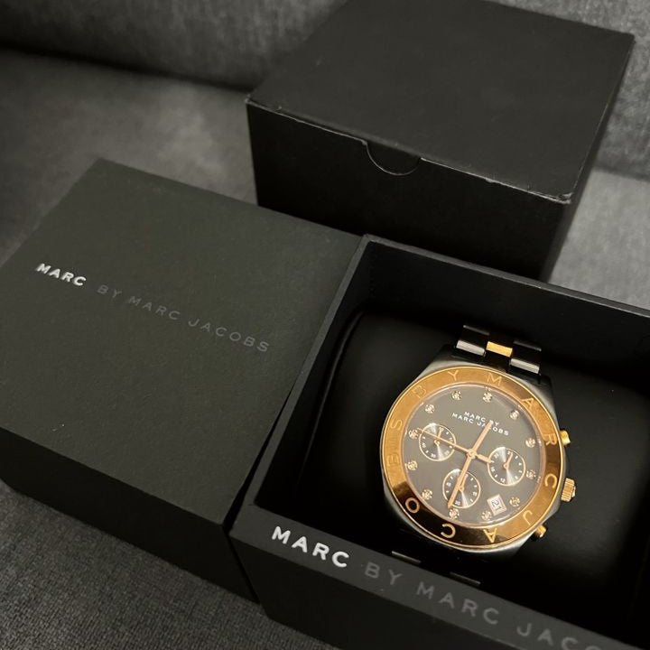 Marc Jacobs Blade Chronograph Grey Dial Two Tone Steel Strap Watch for Women - MBM8583 Buy Now By Marc Jacobs