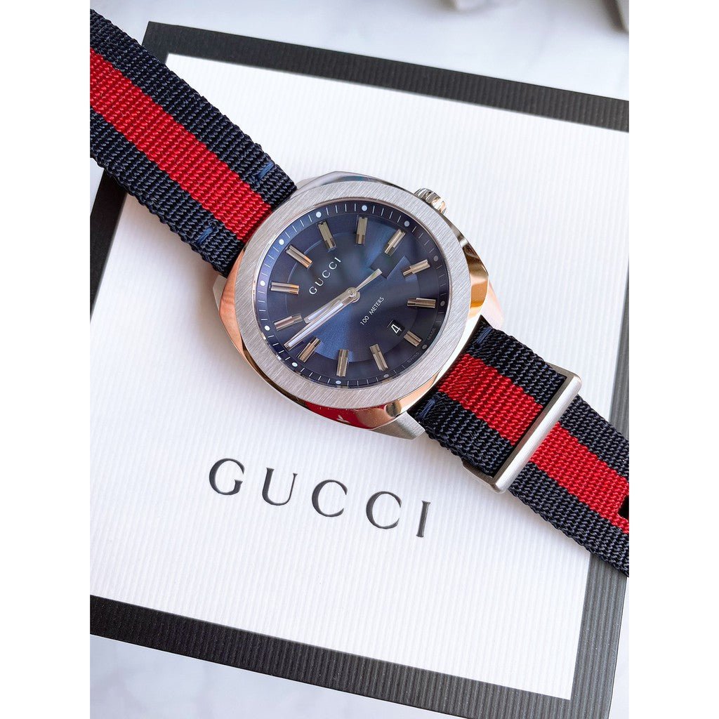 Gucci GG2570 Quartz Blue Dial Blue & Red Nylon Strap Watch For Men - YA142304 Buy Now By Gucci