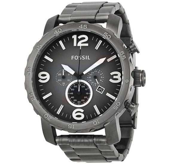 Fossil Nate Chronograph Gunmetal Dial Grey Steel Strap Watch for Men - JR1437 Buy Now By Fossil