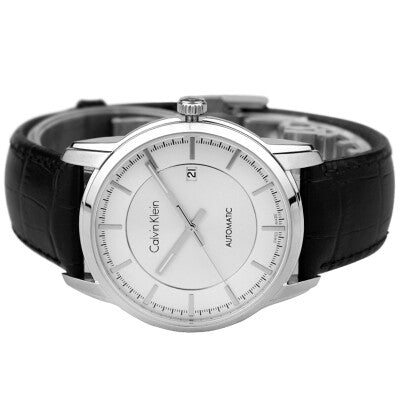 Calvin Klein Infinity Silver Dial Black Leather Strap Watch for Men - K5S341C6 Buy Now By Calvin Klein