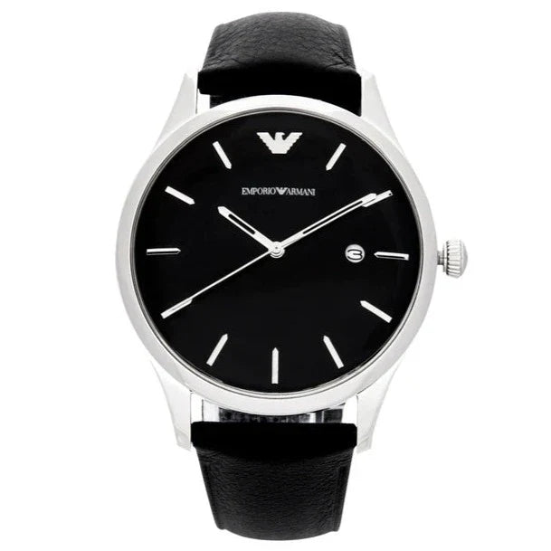 Emporio Armani Lambda Classic Quartz Black Dial Black Leather Strap Watch For Men - AR11020 Buy Now By Emporio Armani