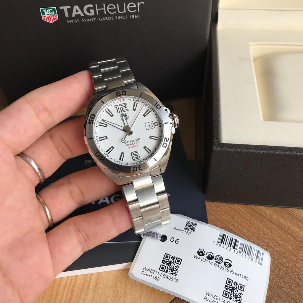 Tag Heuer Formula 1 Calibre 5 Automatic White Dial Silver Steel Strap Watch for Men - WAZ2114.BA0875 Buy Now By Tag Heuer