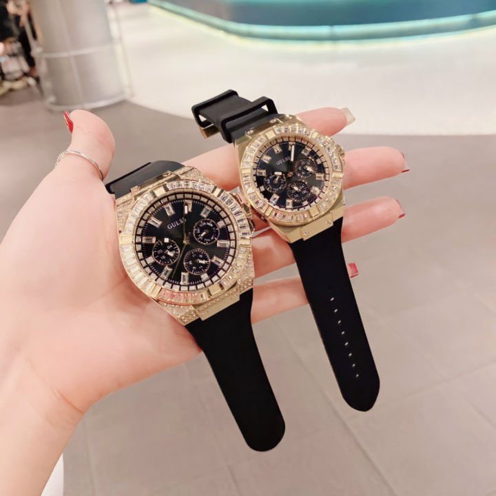 Guess Venus Diamonds Black Dial Black Rubber Strap Watch for Women - GW0118L2 Buy Now By Guess