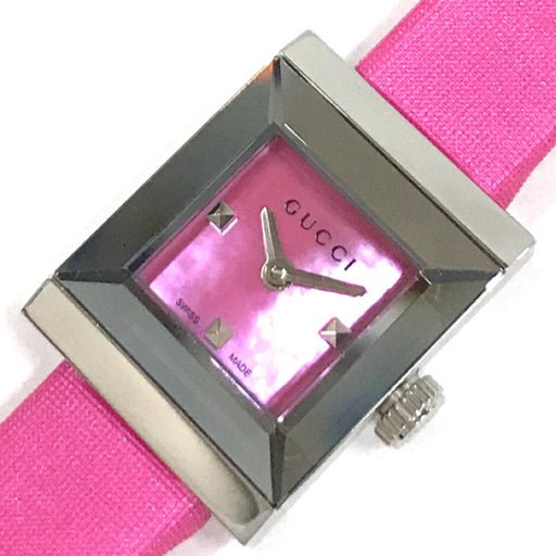 Gucci G-Frame Square Fuchsia Mother of Pearl Dial Fuchsia Leather Strap Watch For Women - YA128533 Buy Now By Gucci