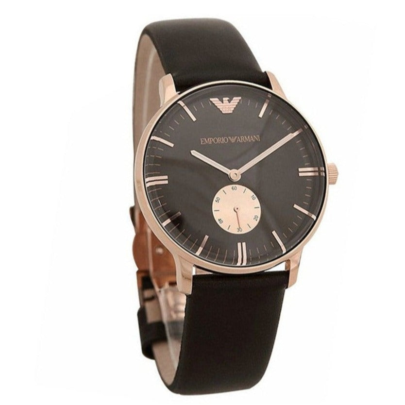 Emporio Armani Classic Brown Dial Brown Leather Strap Watch For Men - AR0383 Buy Now By Emporio Armani