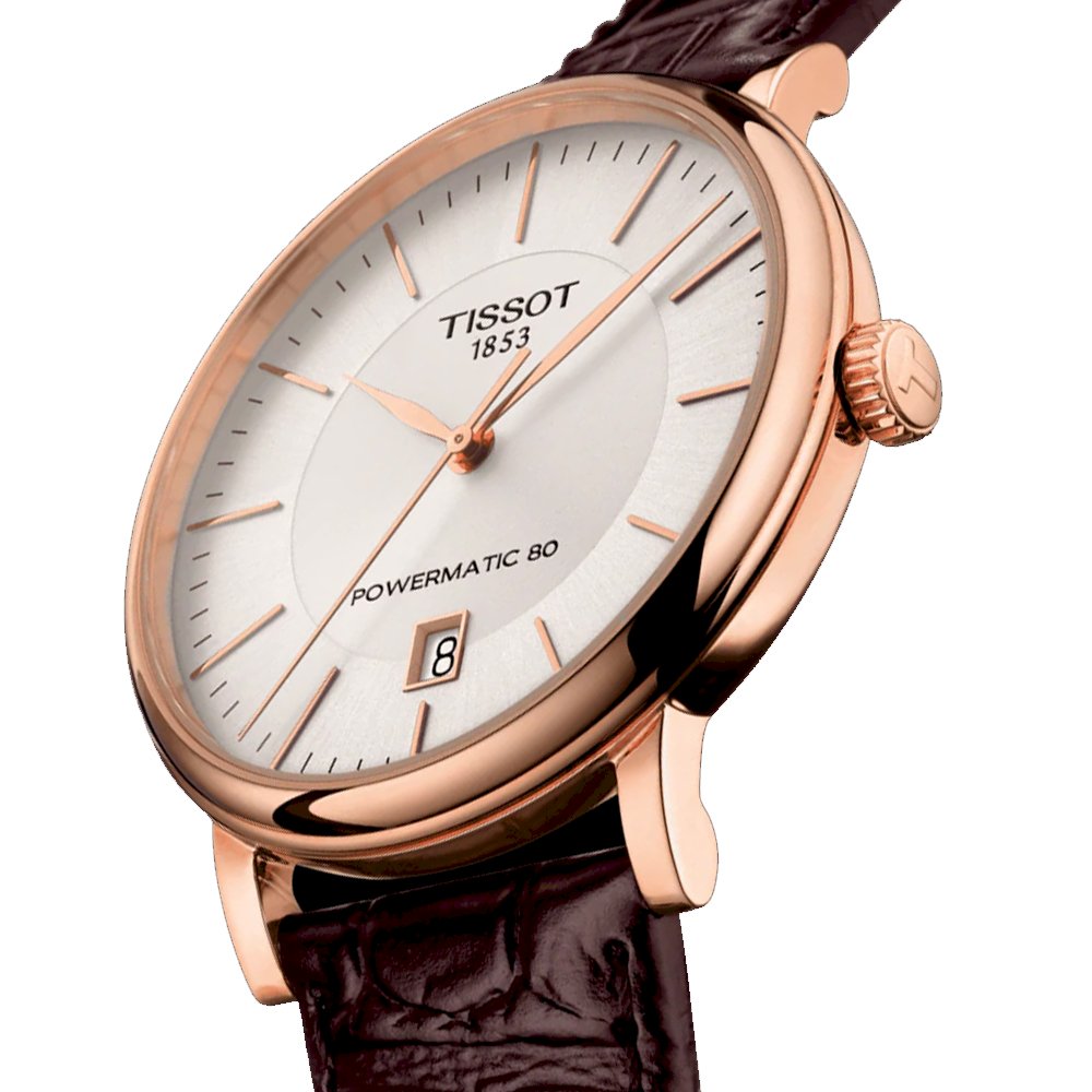 Tissot Carson Premium Powermatic 80 White Dial Brown Leather Strap Watch For Men - T122.407.36.031.00 Buy Now By Tissot