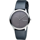 Calvin Klein Minimal Grey Dial Black Leather Strap Watch for Men - K3M221C3 Buy Now By Calvin Klein