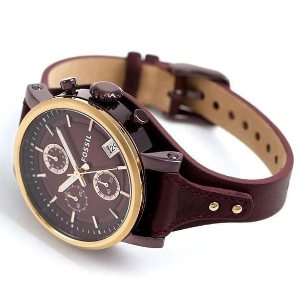 Fossil Original Boyfriend Sport Chronograph Maroon Dial Maroon Leather Strap Watch for Women - ES4114 Buy Now By Fossil