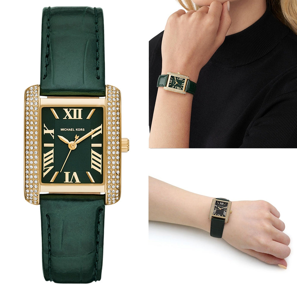 Michael Kors Emery Quartz Diamonds Green Dial Green Leather Strap Watch For Women - MK4697 Buy Now By Michael Kors