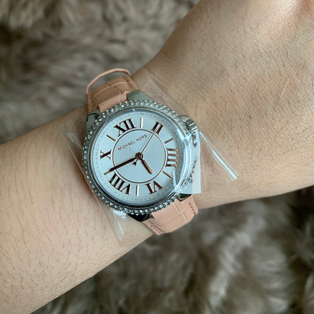 Michael Kors Camille Three-Hand Crystals White Dial Pink Leather Strap Watch for Women - MK2963 Buy Now By Michael Kors