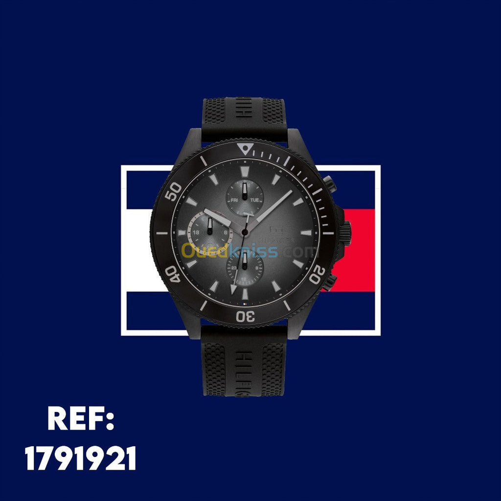 Tommy Hilfiger Larson Chronograph Black Dial Black Rubber Strap Watch For Men - 1791921 Buy Now By Tommy Hilfiger