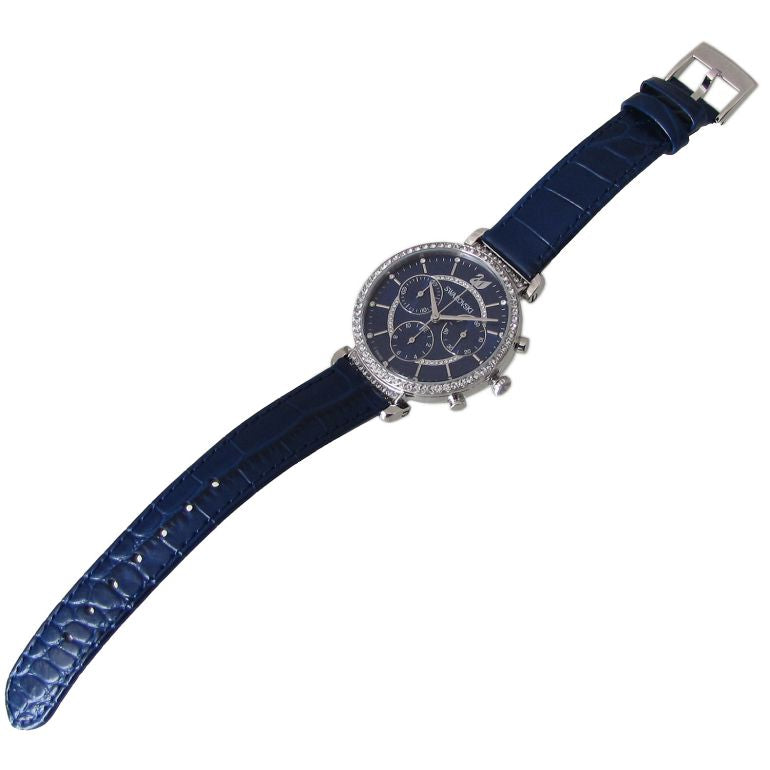 Swarovski Passage Chrono Crystal Blue Dial Blue Leather Strap Watch for Women - 5580342 Buy Now By Swarovski