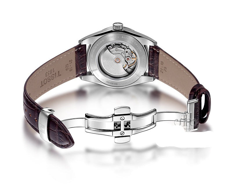 Tissot Gentleman Powermatic 80 Silicium Black Dial Brown Leather Strap Watch For Men - T127.407.16.051.01 Buy Now By Tissot