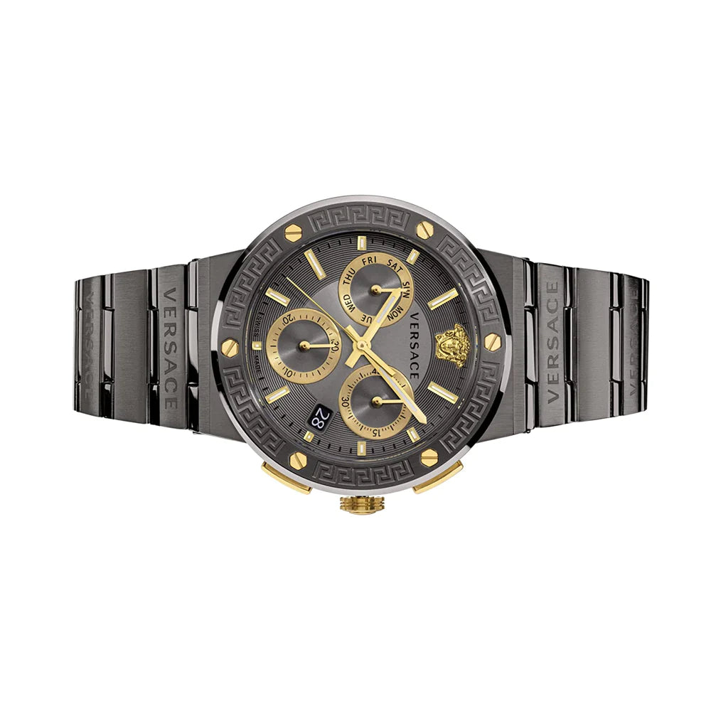 Versace Greca Icon Quartz Black Dial Black Steel Strap Watch For Men - VEZ900521 Buy Now By Versace