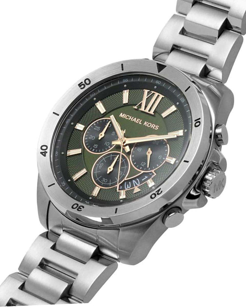 Michael Kors Brecken Chronograph Green Dial Silver Steel Strap Watch For Men - MK8984 Buy Now By Michael Kors