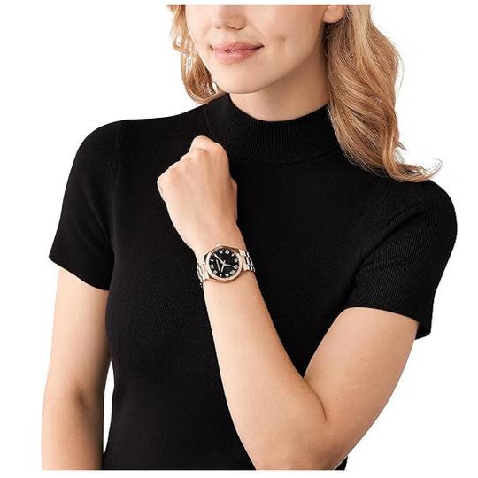 Michael Kors Lennox Three Hand Black Dial Rose Gold Steel Strap Watch For Women - MK7392 Buy Now By Michael Kors