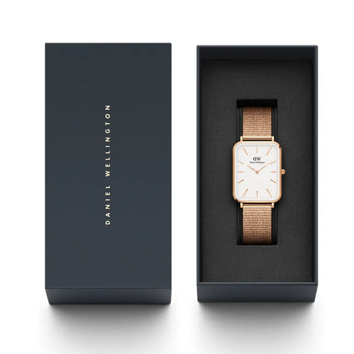 Daniel Wellington Quadro Pressed Melrose White Dial Rose Gold Mesh Strap Watch For Women - DW00100465 Buy Now By Daniel Wellington
