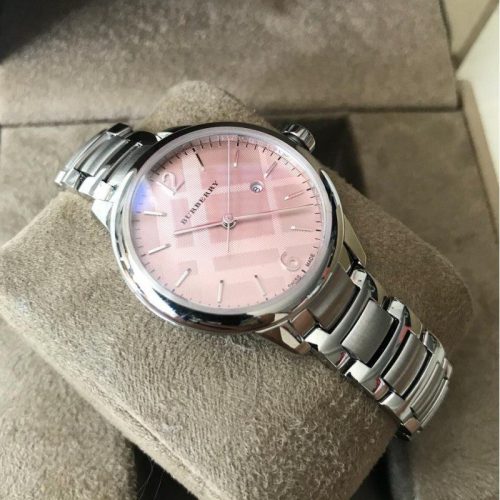 Burberry The Classic Pink Dial Silver Steel Strap Watch for Women - BU10111 Buy Now By Burberry