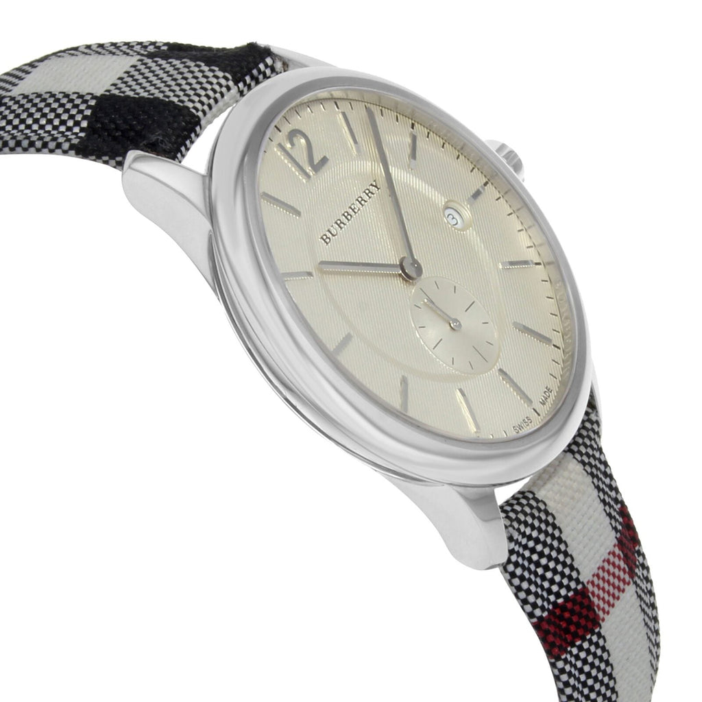 Burberry The Classic Horseferry Silver Dial Black Leather Strap Watch for Men - BU10002 Buy Now By Burberry